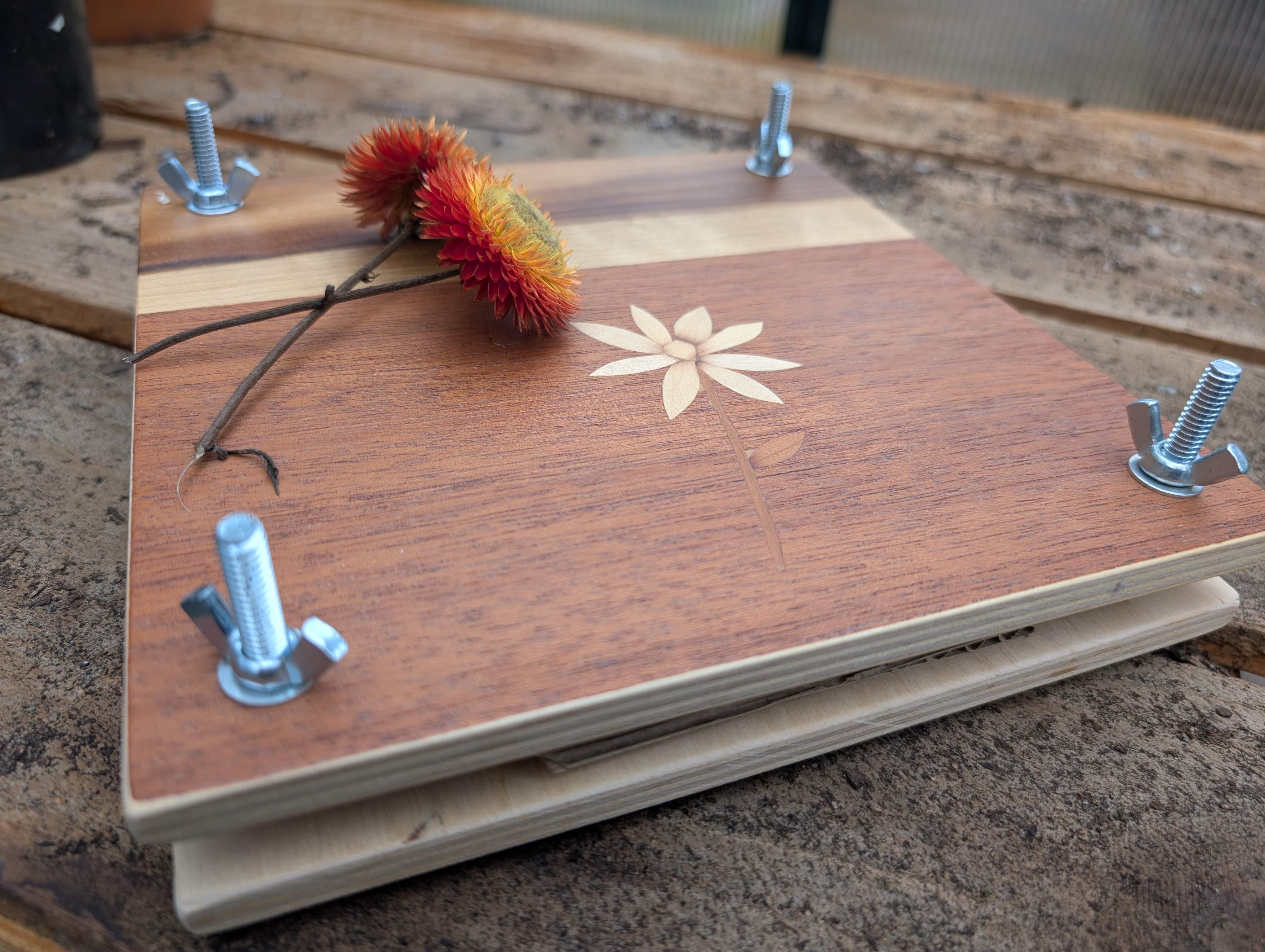 Flower press side view